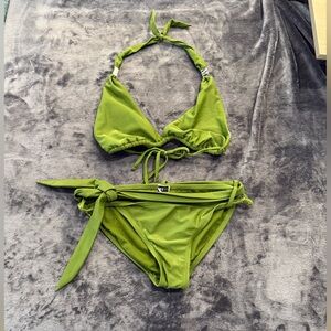 Vibrant Green Halter Bikini Set